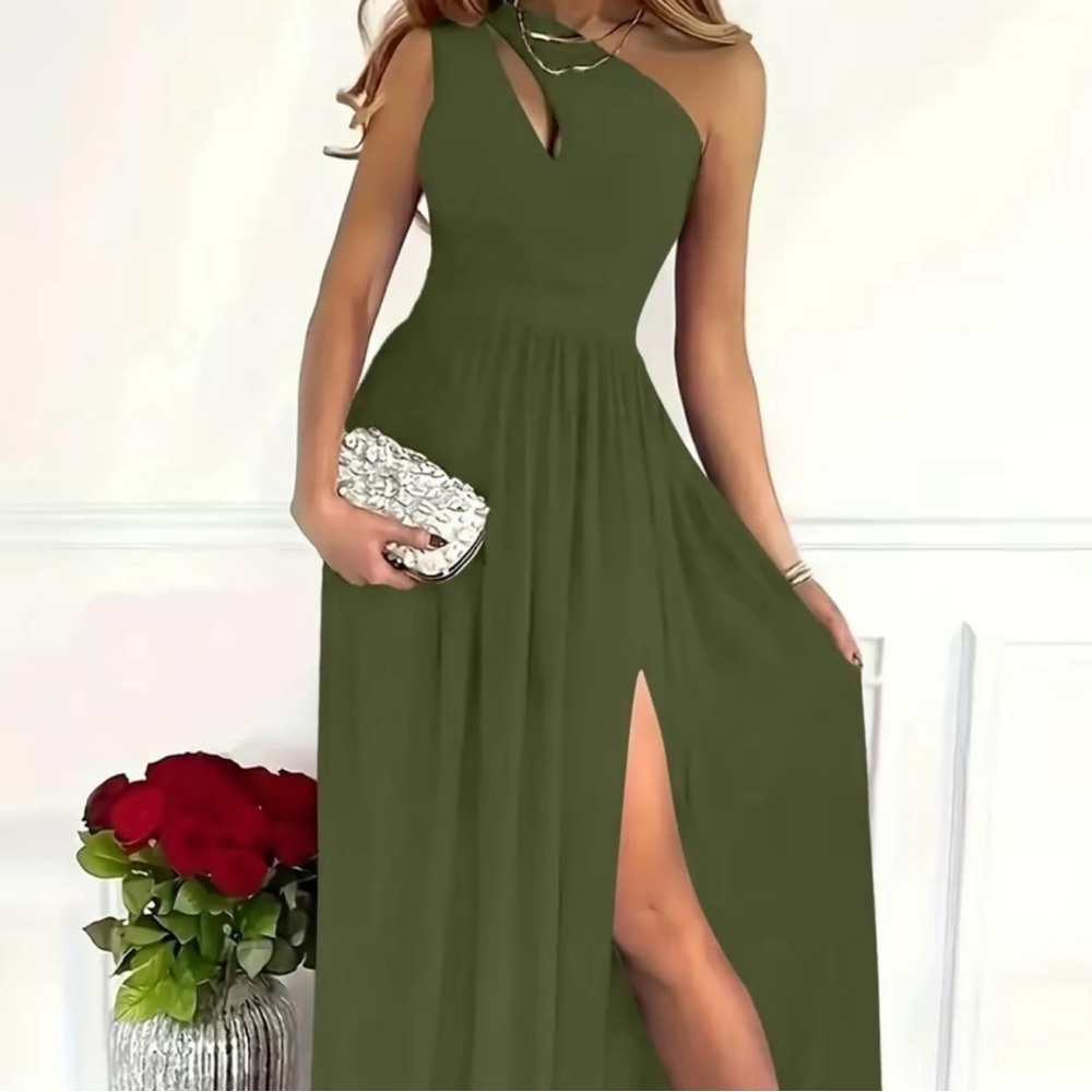 Elegant Women's Dress - One Shoulder - DARK BLUE. Size XXL